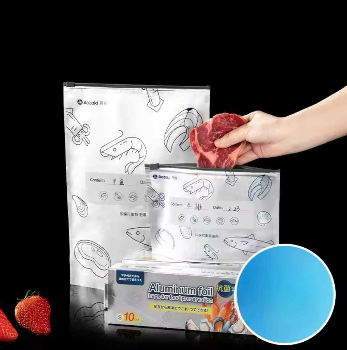 Pack Of 10 Aluminium Foil Preservation Bag, Anti-Bacterial Self Sealing Bag, Household Freshness Maintaining Bag Pack Of 10 Aluminium Foil Preservation Bag, Anti-Bacterial Self Sealing Bag, Household Freshness Maintaining Bag